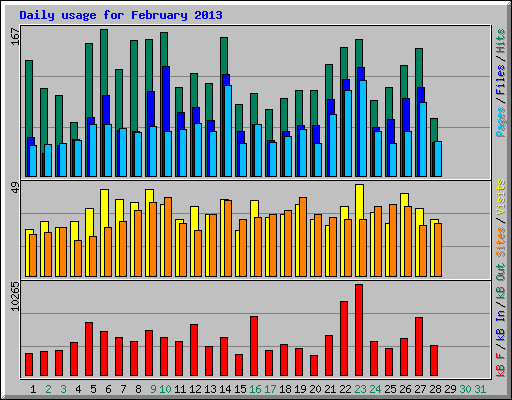 Daily usage for February 2013