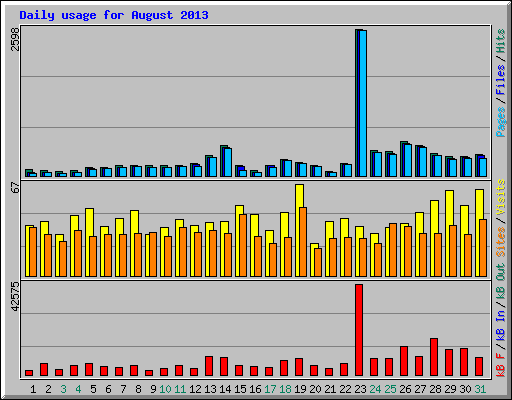 Daily usage for August 2013
