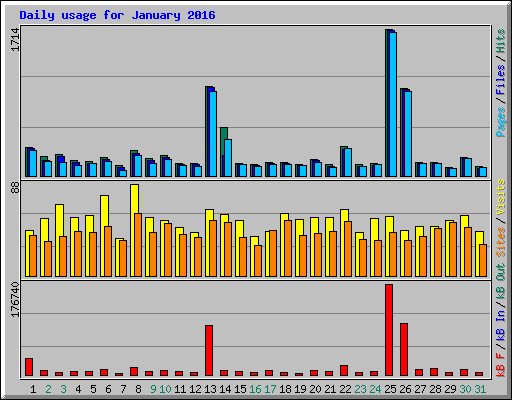 Daily usage for January 2016