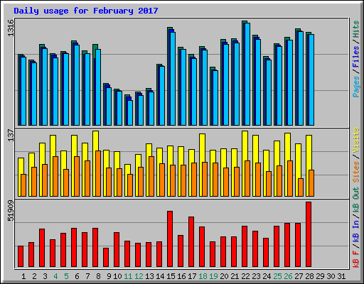 Daily usage for February 2017