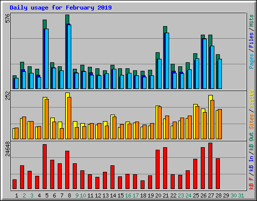 Daily usage for February 2019