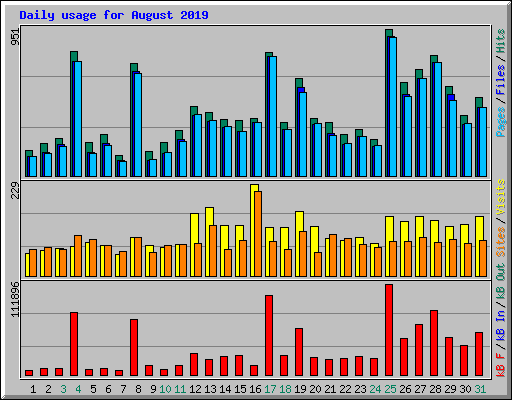 Daily usage for August 2019