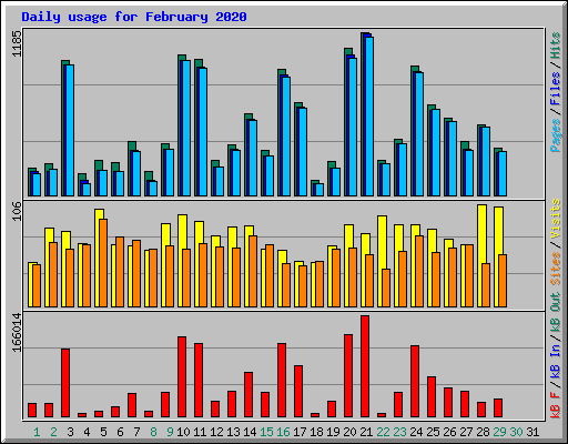 Daily usage for February 2020