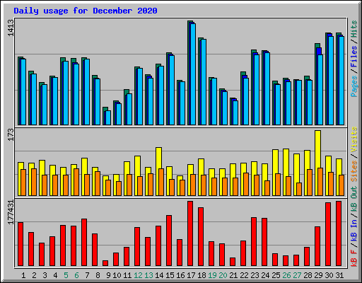 Daily usage for December 2020