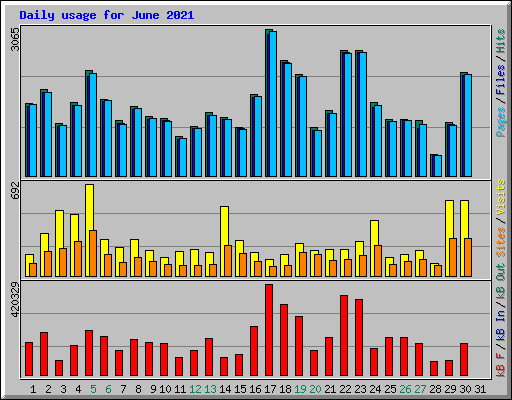 Daily usage for June 2021