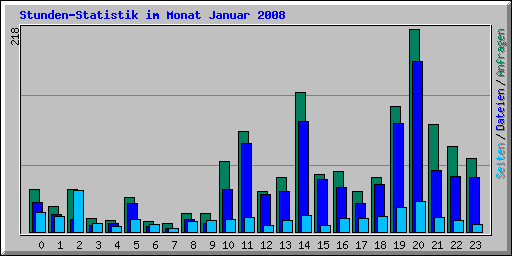 Stunden-Statistik im Monat Januar 2008