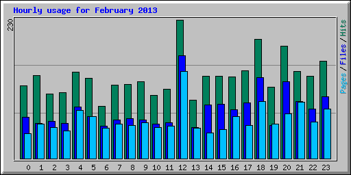 Hourly usage for February 2013